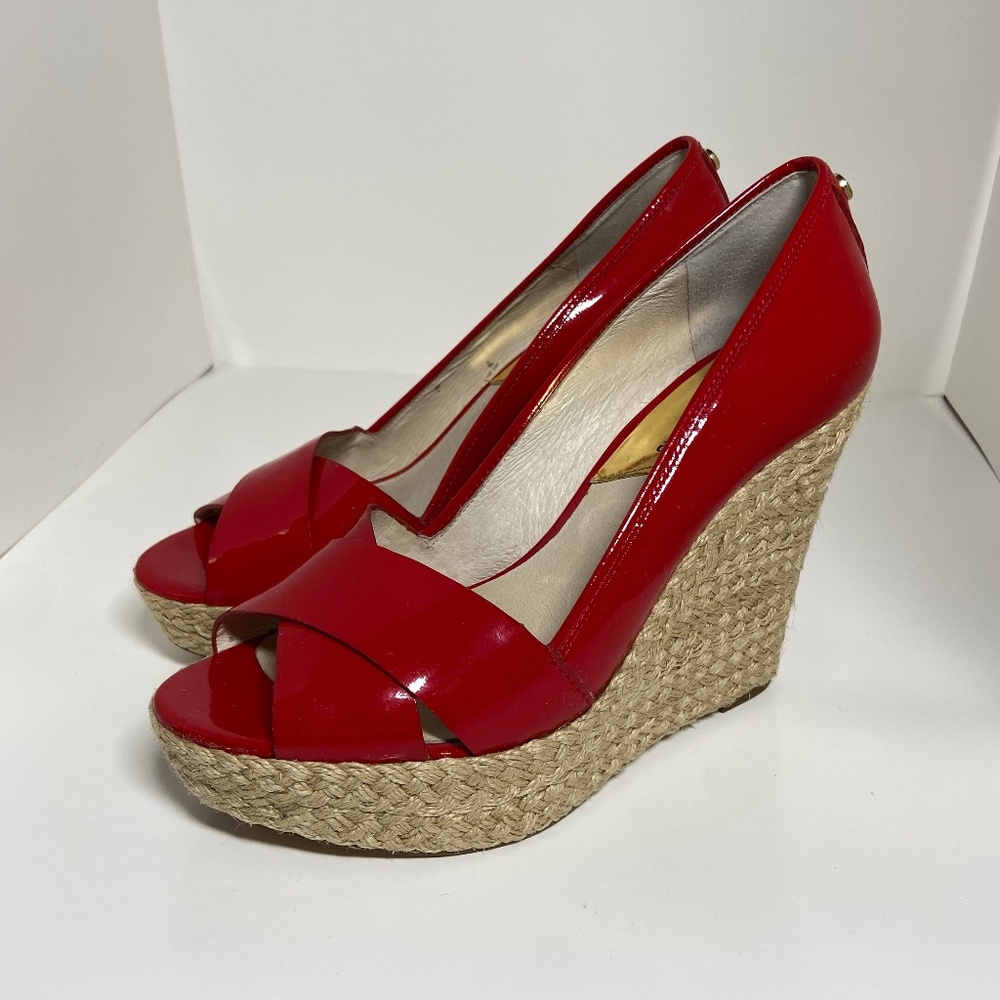 MICHAEL Michael Kors Red Espadrille Wedge Heels